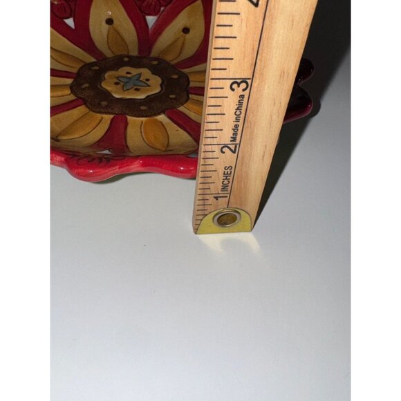 Hand-Painted Pier 1 Imports Carynthum Floral Plate - 10" Diameter - Picture 5 of 5